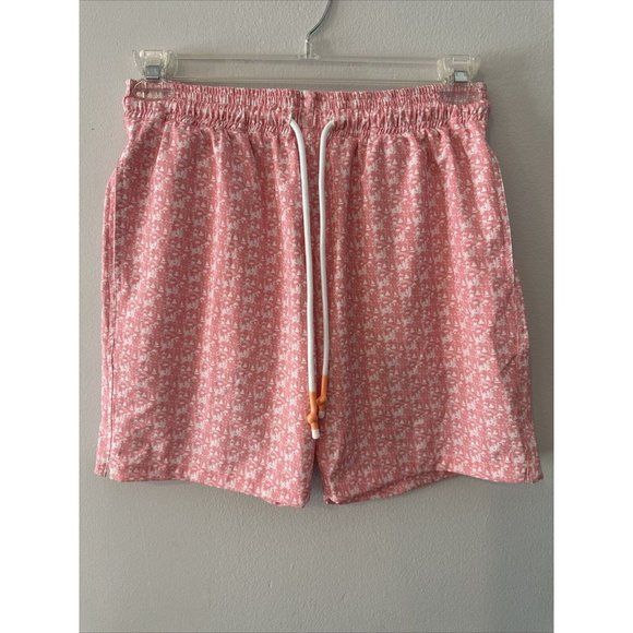 Krewe Du Q Andros Men’s Swim Trunks Size Small Pink Volley Bathing Suit Bottoms - Picture 1 of 7